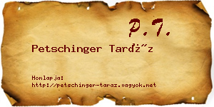 Petschinger Taráz névjegykártya